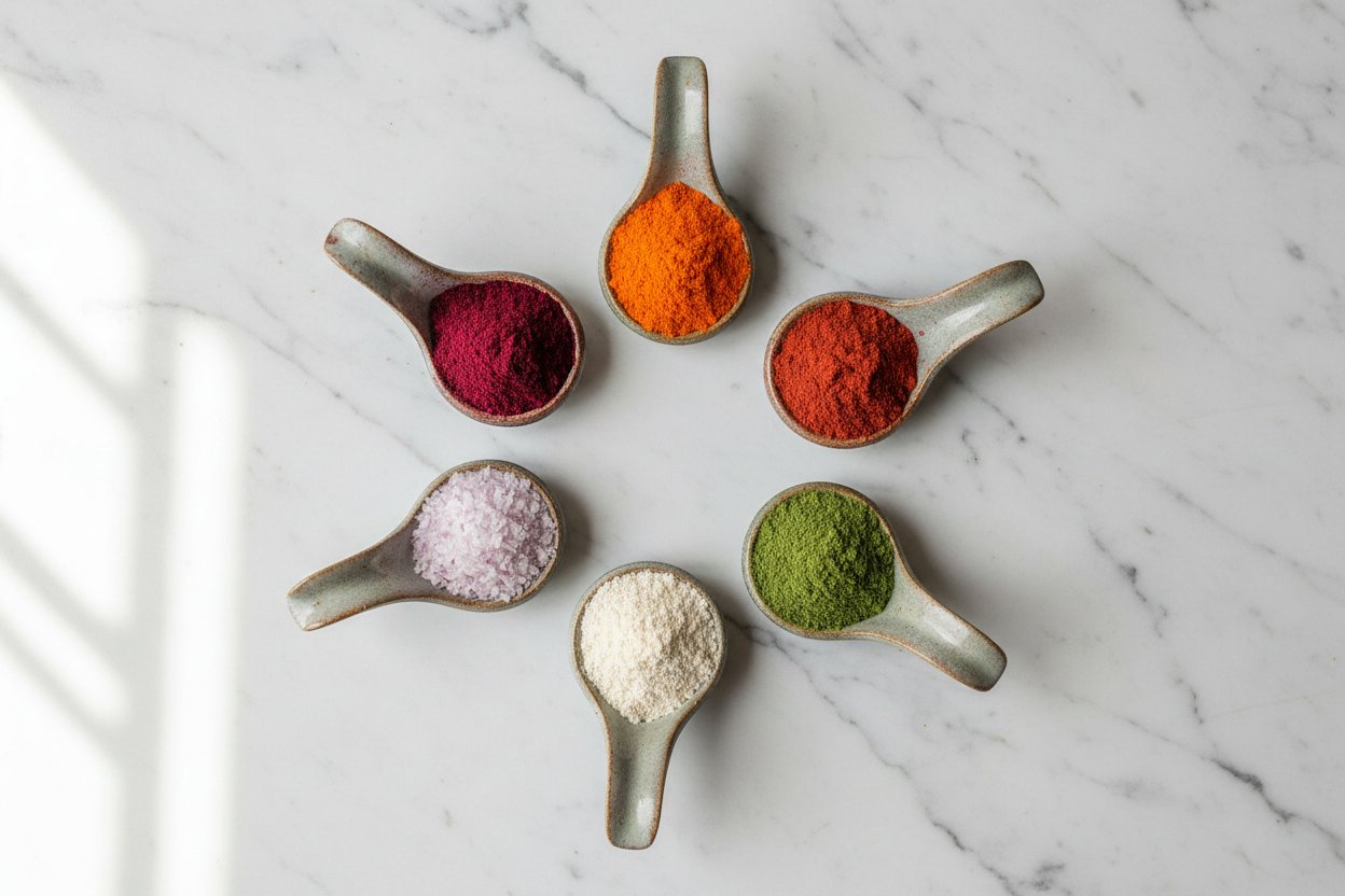 Dehydrated Vegetable Powder Flat Lay